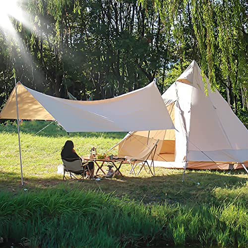 Overpassing Camping Tent Tarp Sun Shelter Canopy Beach Sunshade with Poles, 4-6 Person PU 3000mm Lightweight Awning Canopy Sun Shelter For Outdoor Camping Fishing Backyard Picnics Pool (3 * 4 meter)