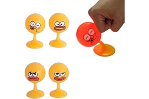 Desktop Punching Bag - 4.41 x 2.76 Inches, Light-Up Stress Relief Toy with Suction Cup Base, Eco-Friendly TPR Material, 4 Fac