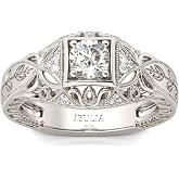 Jeulia Vintage Rings 925 Sterling Silver Round Cut Solitair Diamond Ring Wedding Engagement Statement Ring Band Anniversary Promise Bridal Set with Gift Box