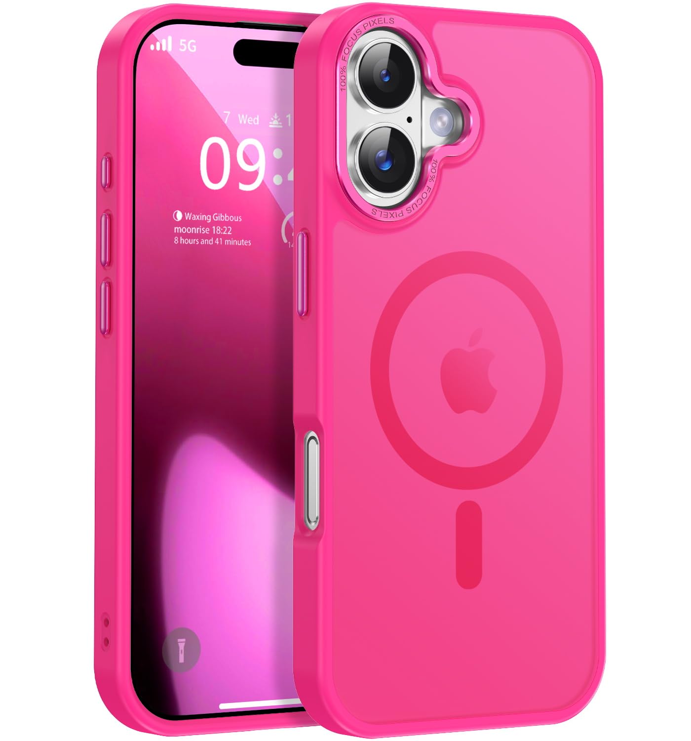 Photo 1 of Newfuture Magnetic for iPhone 17 Case [Compatible with Magsafe] [Military Grade Drop Protection] Translucent Matte Anti-Scratch Shockproof Protective Phone Cover 6.3 Inch, Hot Pink