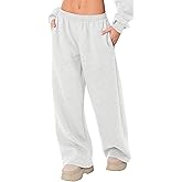 LOMON Wide Leg Sweatpants Women Fleece Sweat Pants Fall Spring Clothes 2026 Teen Girl Baggy Jogger Sweatpant with Pockets