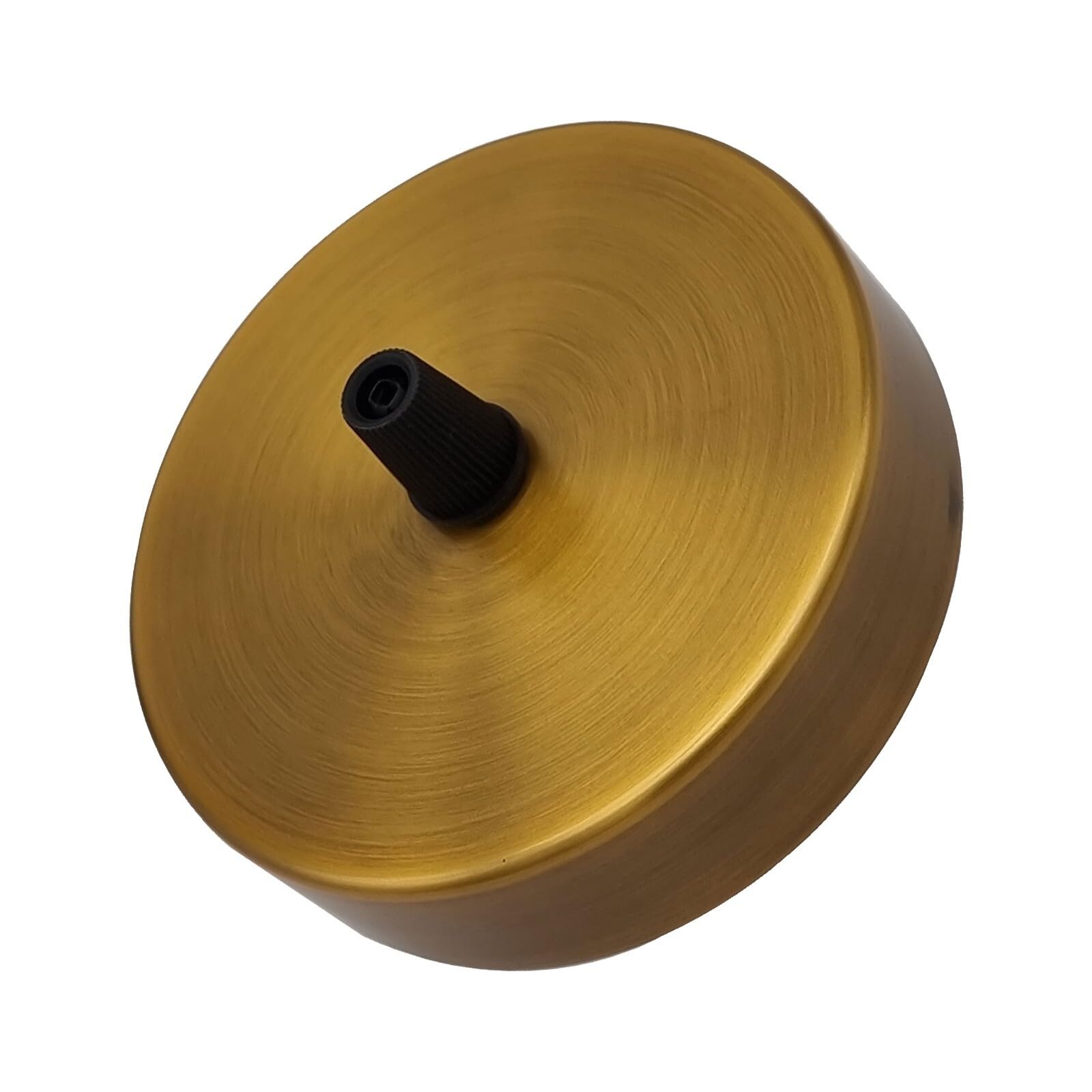 Yellow Brass Ceiling Rose 100mm One Outlet with Side Fitting Mount for Pendant Light Vintage Antique Style Ceiling Plate for Single Drop Lighting Fixture Ideal UK Home Café Bar Restaurant Interior