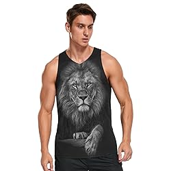 JHKKU Men's Lion Tank Top Graphic Sleeveless Shirt