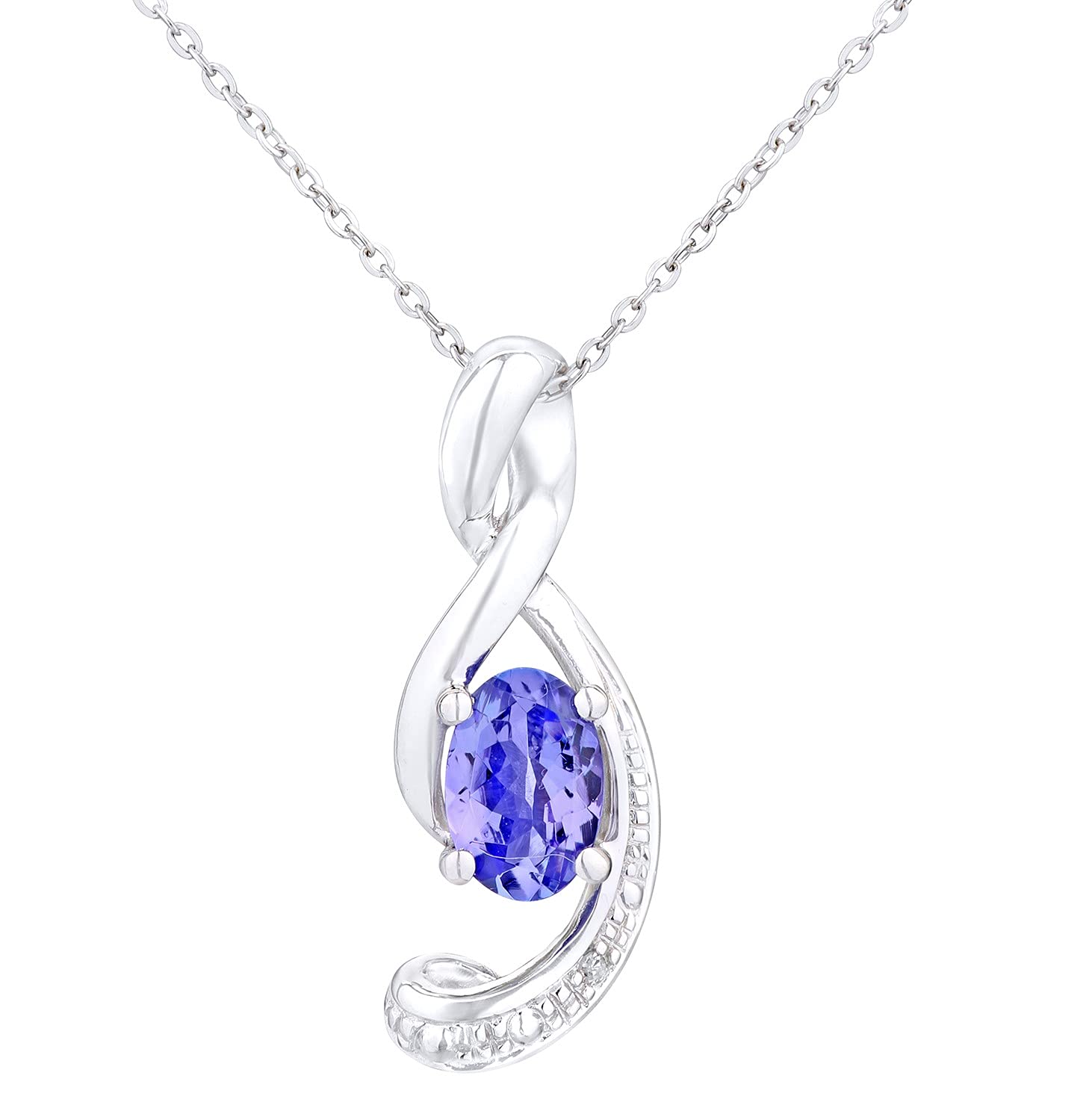 Elegano 9ct White Gold Women’s Necklace – Tanzanite Music Note Pendant with Chain