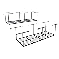 FLEXIMOUNTS 3x8 Overhead Garage Storage Rack,Adjustable Storage Organization System,Heavy Duty Metal Garage Ceiling Storage Racks,2 pack,Black