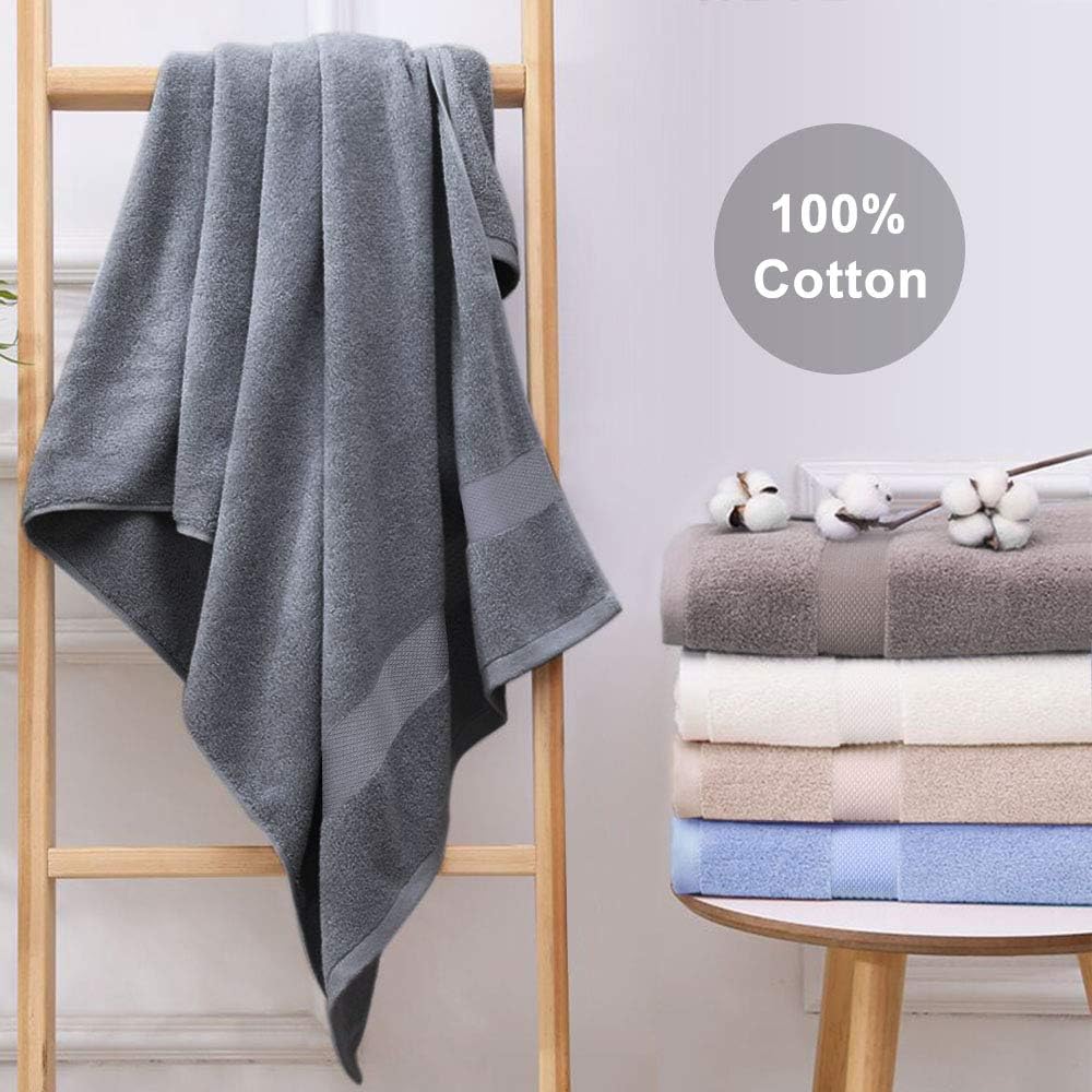 Wonwo 100% Cotton Towel Sets, 600 GSM Luxury Bath Towels 6 Piece Set - 2 Bath Towels, 2 Hand Towels, and 2 Washcloths - Blue Grey: Home & Kitchen