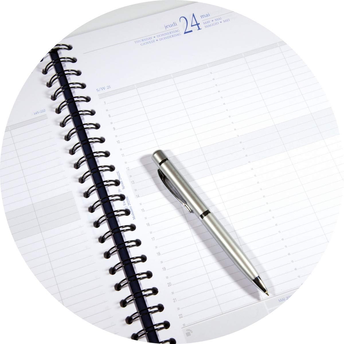 Exacompta - 296122E - Time 29S Spiral Lined Canvas Daily Diary - 21 cm x 29.7 cm - January 2025 to December 2025 - Blue - Image 5