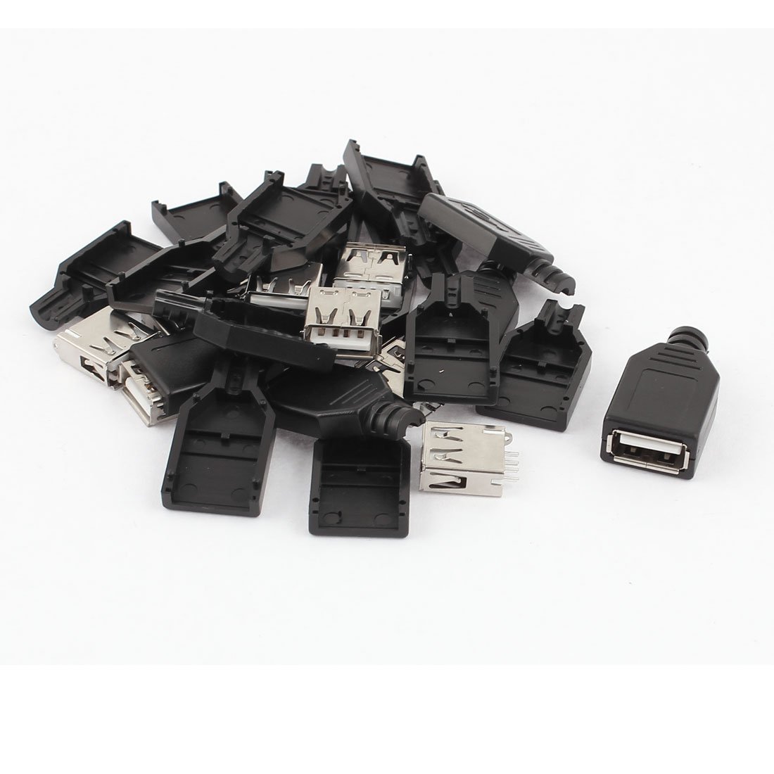 sourcing map 10PCS USB 2.0 Type A Female Socket Adapter Connector w Plastic Cover