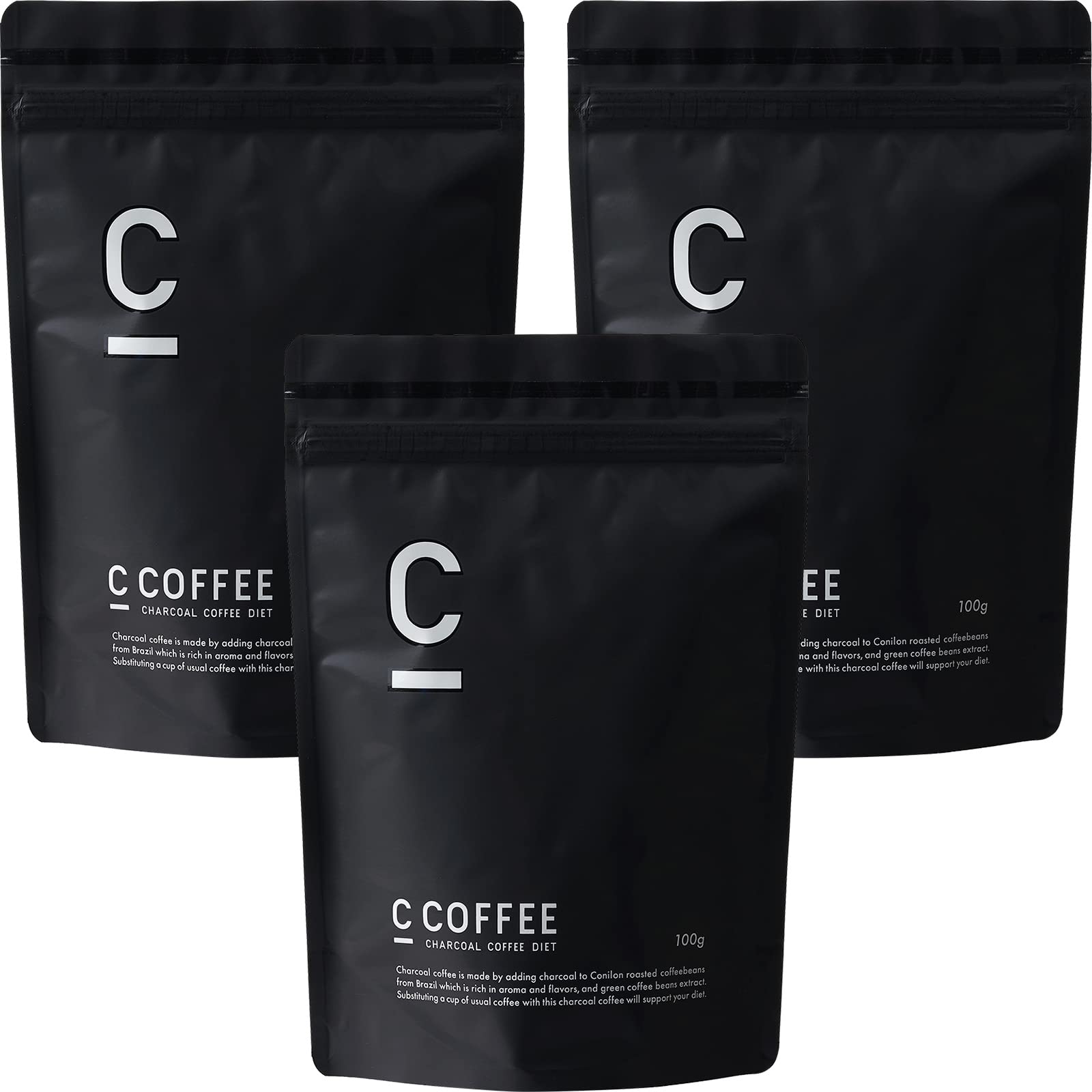 C COFFEE 100g×3袋セット シーコーヒー ダイエットコーヒー 置き換え チャコール 炭 MCTオイル ブラック 粉末 の商品画像