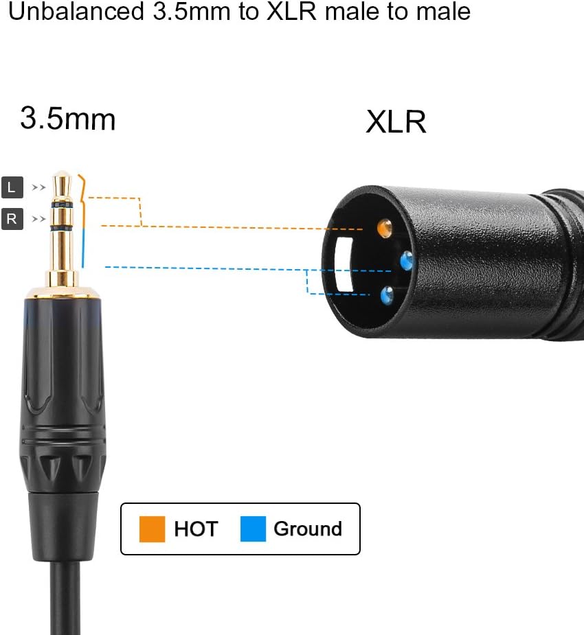 3.5mm to XLR Cable 10FT, CableCreation 3.5mm Male to XLR Male Microphone Cable, XLR to 3.5mm Cable Compatible with iPhone, iPod, Tablet, Laptop, Microphone, Amplifier, Audio Board, 3M: Musical Instruments