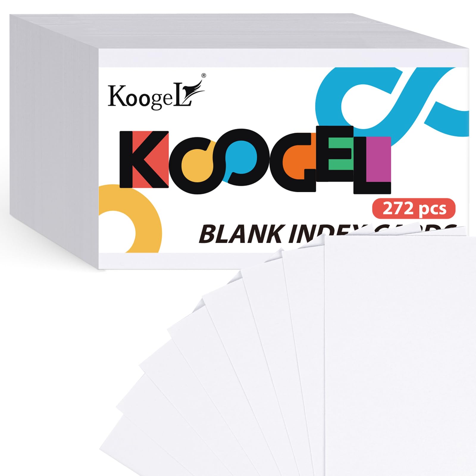 Photo 1 of Koogel 272PCS Blank Index Cards, White Index Note Cards Bulk Flash Cards Study Cards for Office Game Cards School Learning
