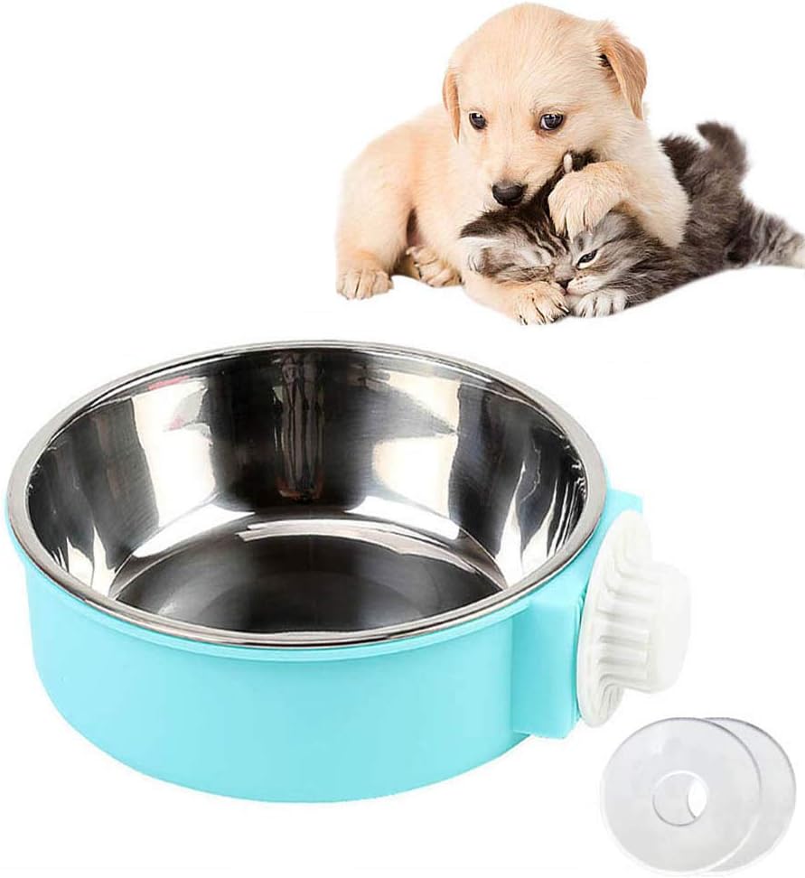 SUOXU 2-in-1 Pet Hanging Bowl Dog Crate Water Bowl,Crate Type Feeding Bowl,Stainless Steel Puppy Bowls Cage,Dog Food Bowl Water Dispenser Non Spill