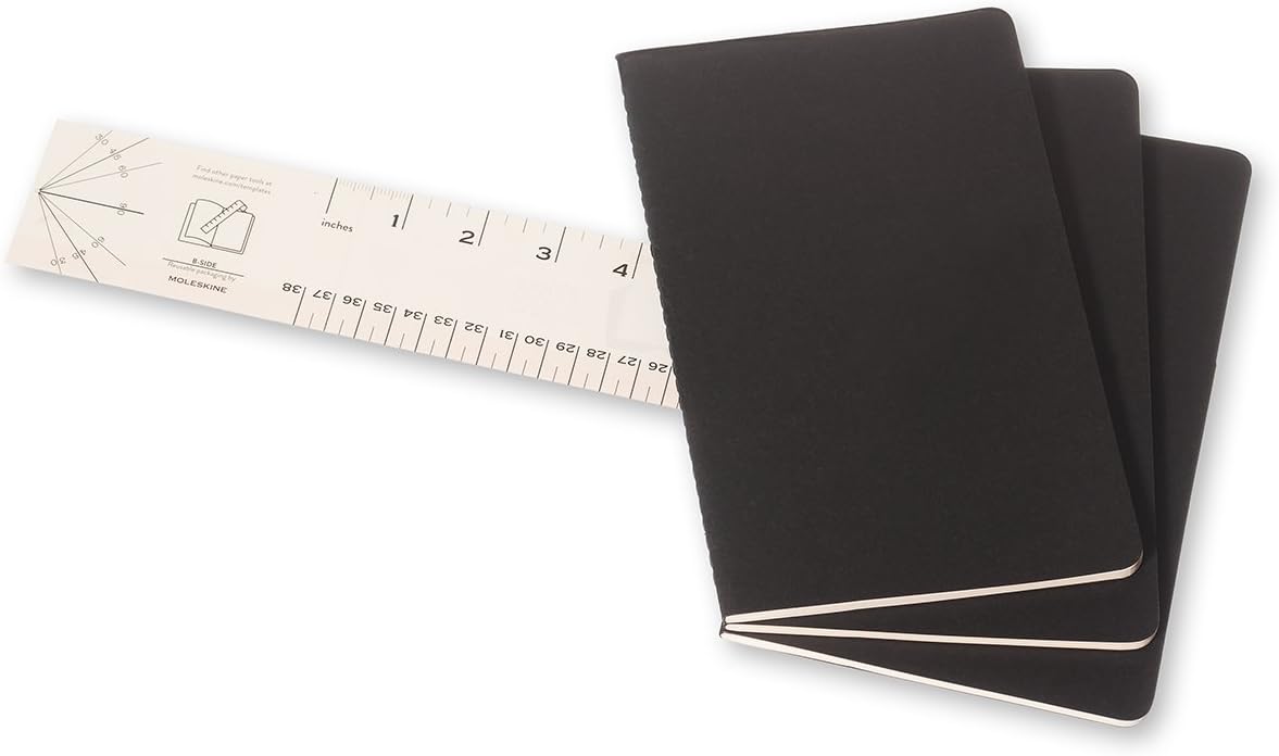 Moleskine Cahier Journal, Soft Cover, Large (5" x 8.25") Squared/Grid, Black, 80 Pages (Set of 3) - Image 5