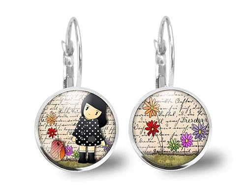 Regalo Natale Ragazza.Orecchini Cabochon La Ragazza E L Uccello Regalo Di Natale Per Idea Regalo Moglie San Valentino Regalo Di Compleanno Argento Antico Ref 34a Amazon It Handmade