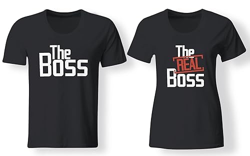 The Boss | The Real Boss - Partner Look | T-Shirt - Funshirt - Shirt | Frau und Mann