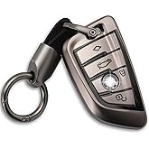 wnilian keyshell Keychain for BMW Key fob Cover case fits 2020 2021 2022 2023 X1 X2 X3 X5 X6 X7 and Series 1 2 3 4 5 6 7 8 Metallic