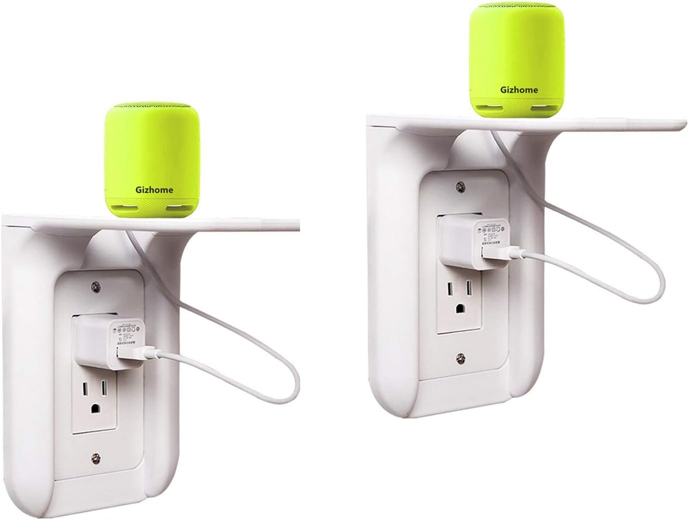 Gizhome 2 Pack Wall Outlet Shelf Power Perch, Works with Standard Vertical Duplex/Decor Outlets, Charging Shelf for Devices Up to 7lbs, Easy Installation, White