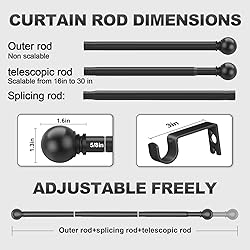 Authandis Black Curtain Rods for Windows with