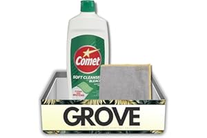 GROVE Comet Soft Cleaner with Bleach Cream 24 oz Bundle with 1x Microfiber Cleaning Cloth – Effectively Removes Grease, Soap Scum, Rust Stains – Gift Set (2 Items)