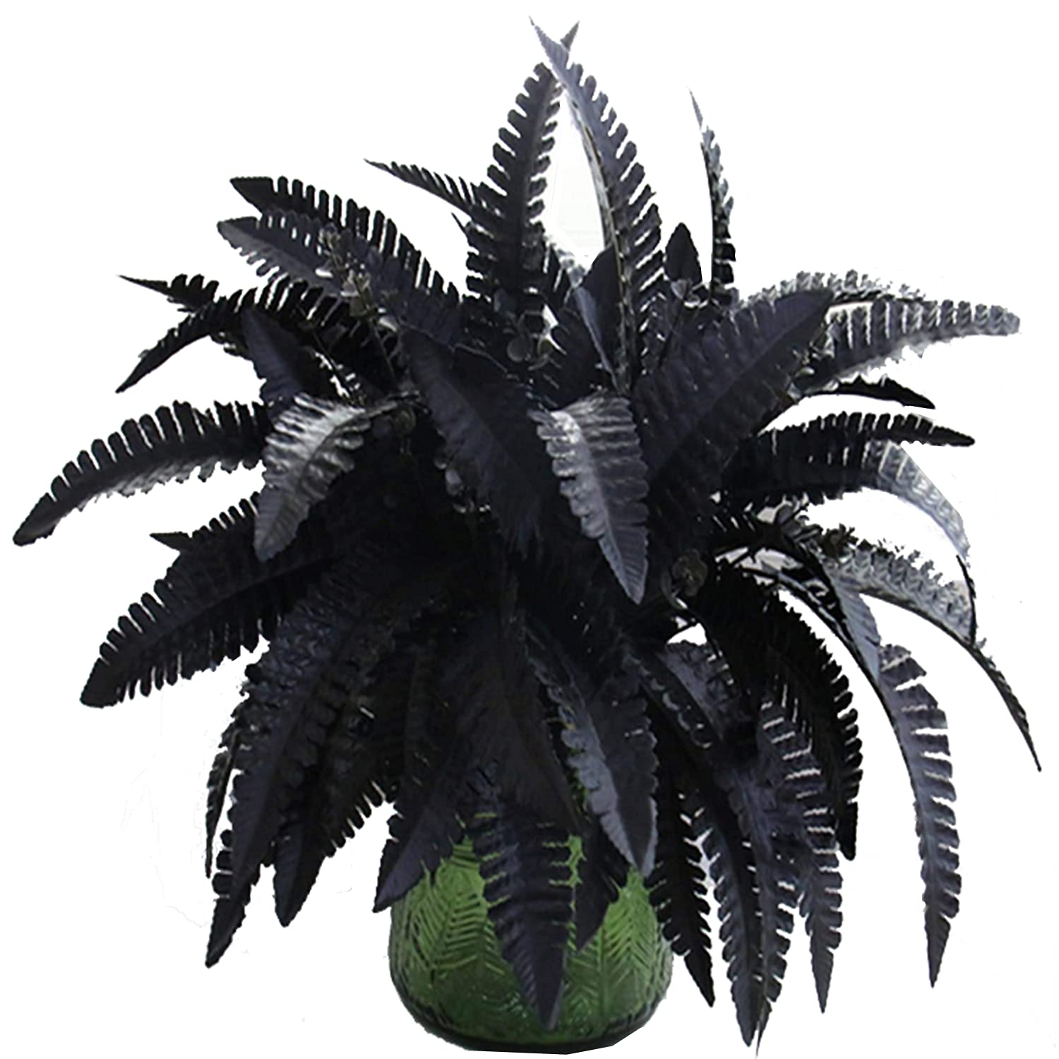 4 Pieces of Artificial Black Persian Fern Leaf Plant Fake and Realistic Plastic Wedding Shop Background Decoration, Interior Decoration (13.7 inches)