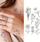 30 Sheets Fine Line Temporary Tattoos Realistic Removable Body Art Words view 6