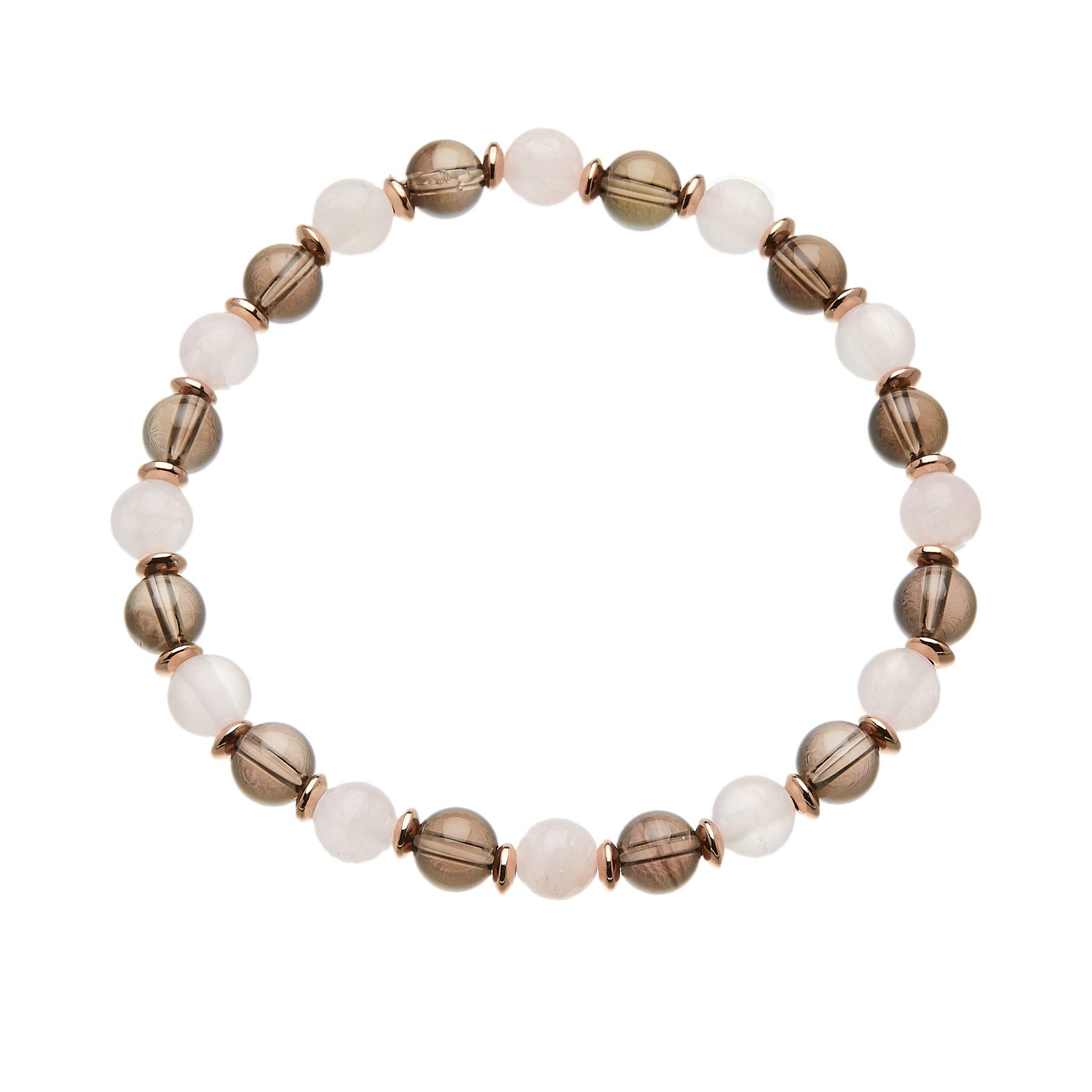 Bello London Bracelet with pink jade and quartz beads and rose gold plated spacers - Rae P20