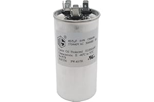 METER STAR 45+5 MFD 45/5 uf 370V/440V AC Dual Run Round Capacitor CBB65B for Condenser Straight Cool or Air Conditioner Capacitor or AC Motor Run or Fan Start or Condenser Straight
