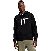 TOMMY HILFIGER Men's Iconic Fleece Embroidered Tommy Logo Pullover Hoodie Sweatshirt Collection 2024, Medium, Black