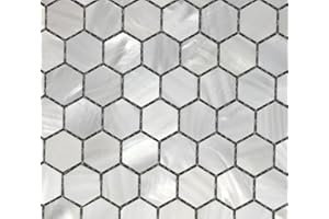 White Hexagon Mother of Pearl Tile for Bathroom Kitchen and Shower Wall Tile (5" X 5"(12.5cm X 12.5cm) Sample)