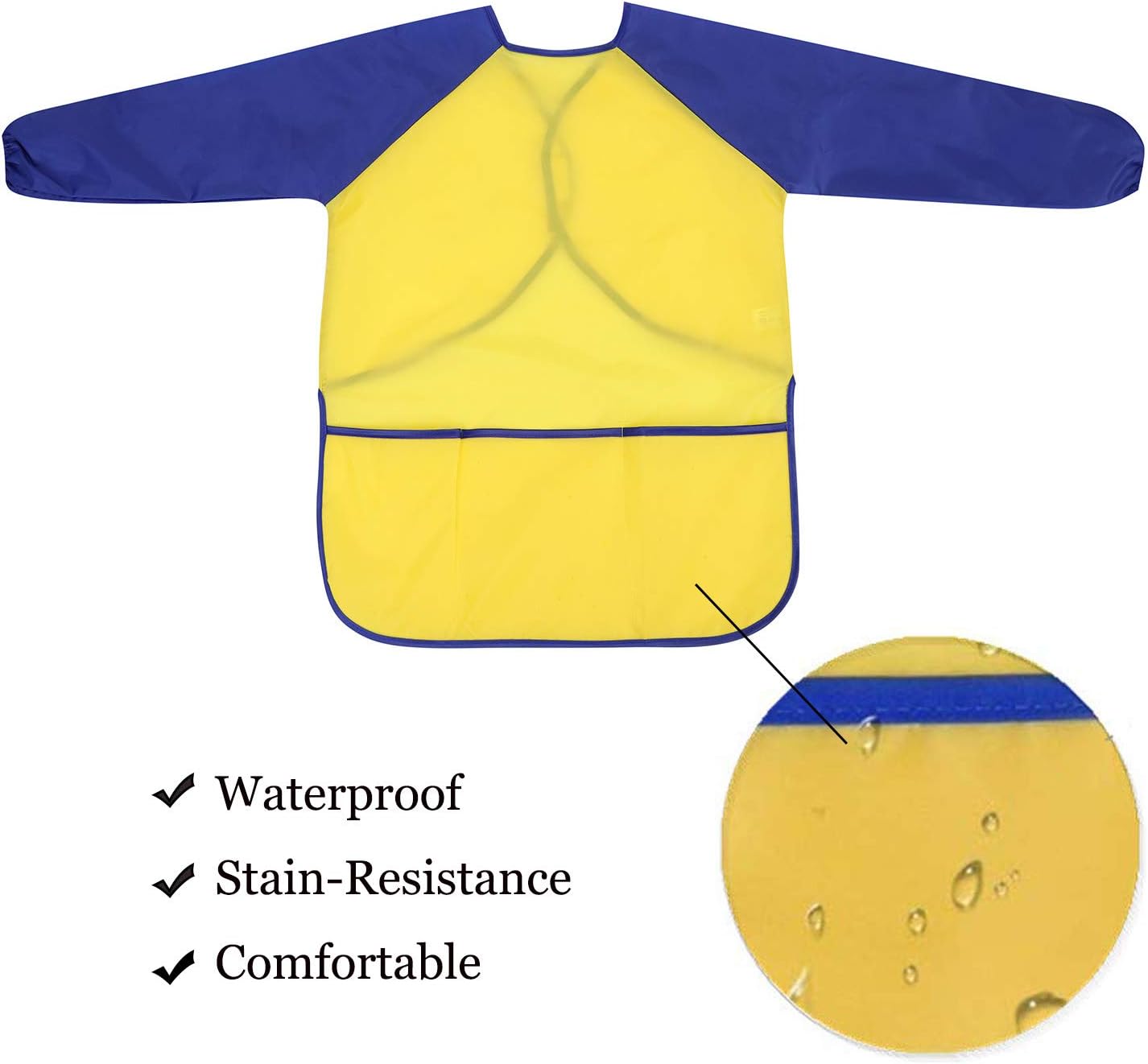 Kids Waterproof Art Smock Children Paint Apron Painting Smock Long Sleeve Toddler Play Aprons Boys Girls Artist Painting Aprons with 3 Pockets for Painting Cooking - Image 3