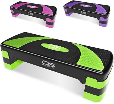 OZE SPORTS Aerobic Stepper Platform 2-5 Level Adjustable Green 5 Steps