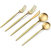 Matte Gold Silverware Set, OGORI 30-Piece Food Grade Stainless Steel Gold Flatware Set, Kitchen Utensil Set Service for 6, Tableware Cutlery Set for Home and Restaurant, Dishwasher Safe