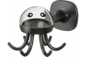 Cute Octopus Rotating Hook, 6 Multi-Functional Swivel Hooks, No-Drill Adhesive Wall Hanger, Water-Resistant Heavy Duty Organi