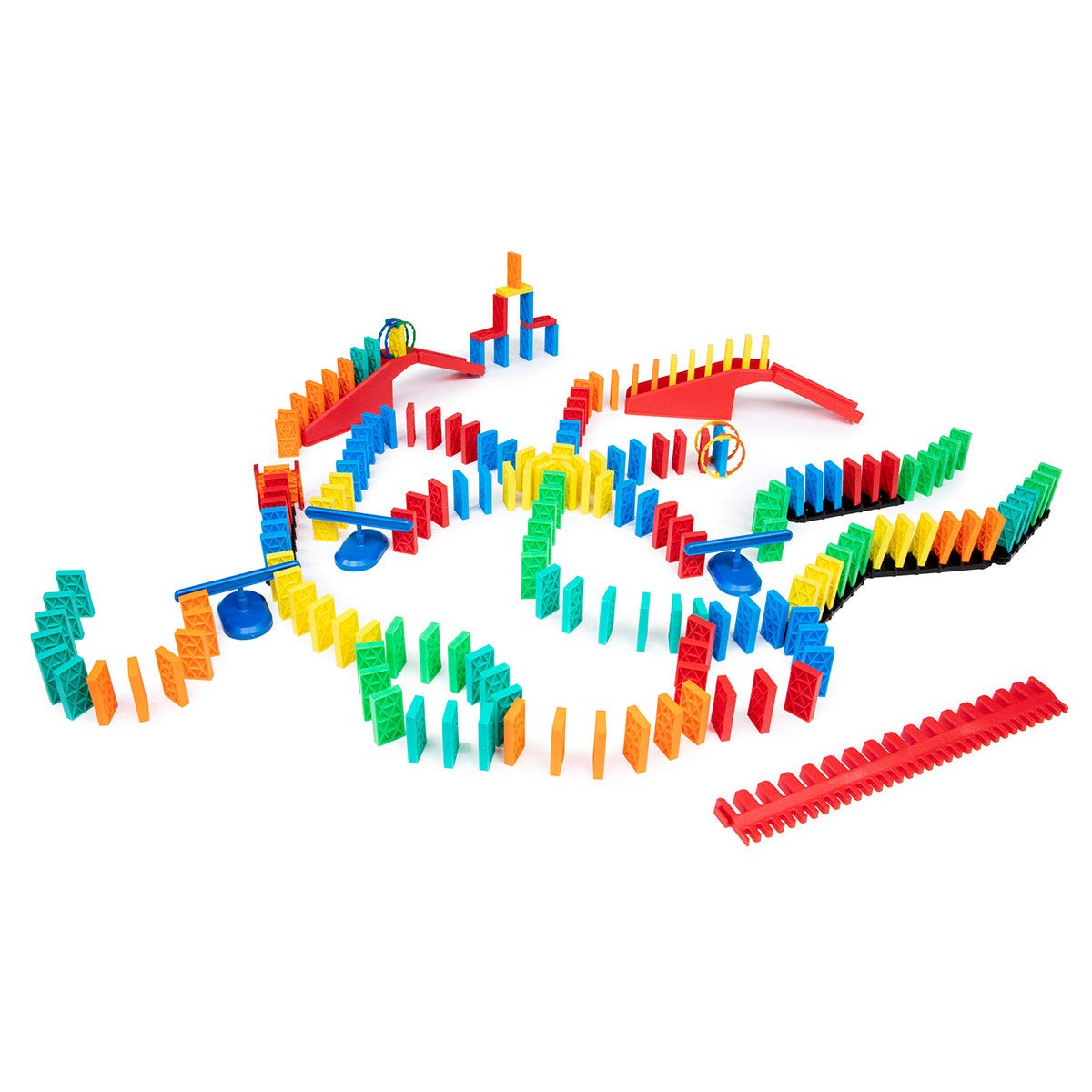 Bulk Dominoes 204 pcs Large PRO-Scale Stacking Building Toppling Chain Reaction Kinetic Dominoes Set for Kids and Creators