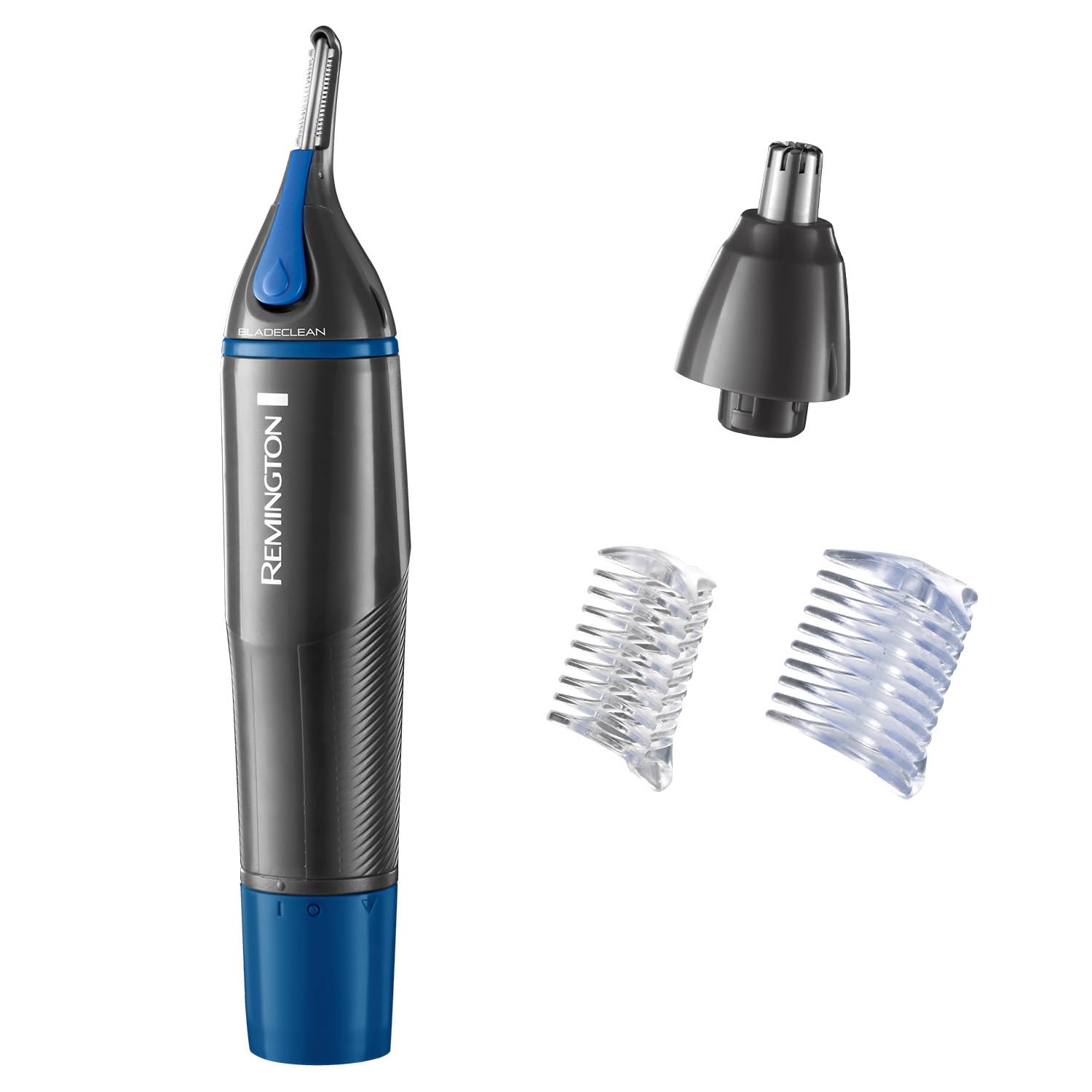 Remington Hair Trimmer for Men, Nose, Ear, & Eyebrow Hair Clipper, Rotary Trimmer, Two Comb Attachments, Waterproof, Battery Operated, Cordless - NE3850