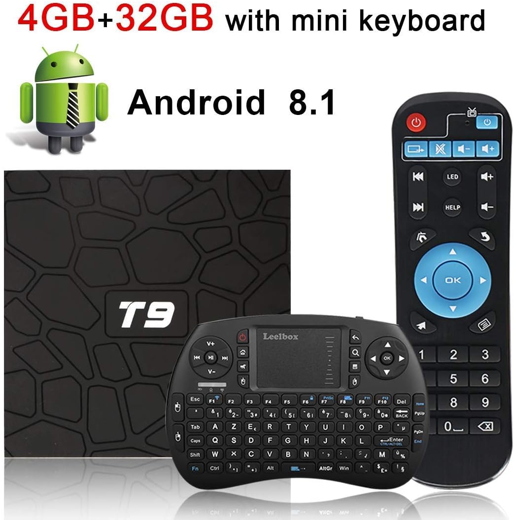 Android 8.1 TV Box Superpow T9 with Mini Wireless Keyboard 4GB RAM 32GB ROM RK3328 Quad-core Support 4K Full HD 2.4Ghz Wi-Fi BT 4.1 USB 3.0 H.265 Smart TV Box