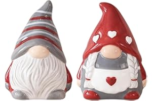 Salt and Pepper Shakers Set 2Pcs Cute Gnomes Salt and Pepper Shakers Sealed Ceramic Shaker Sweet and for Valentine's Day Chri