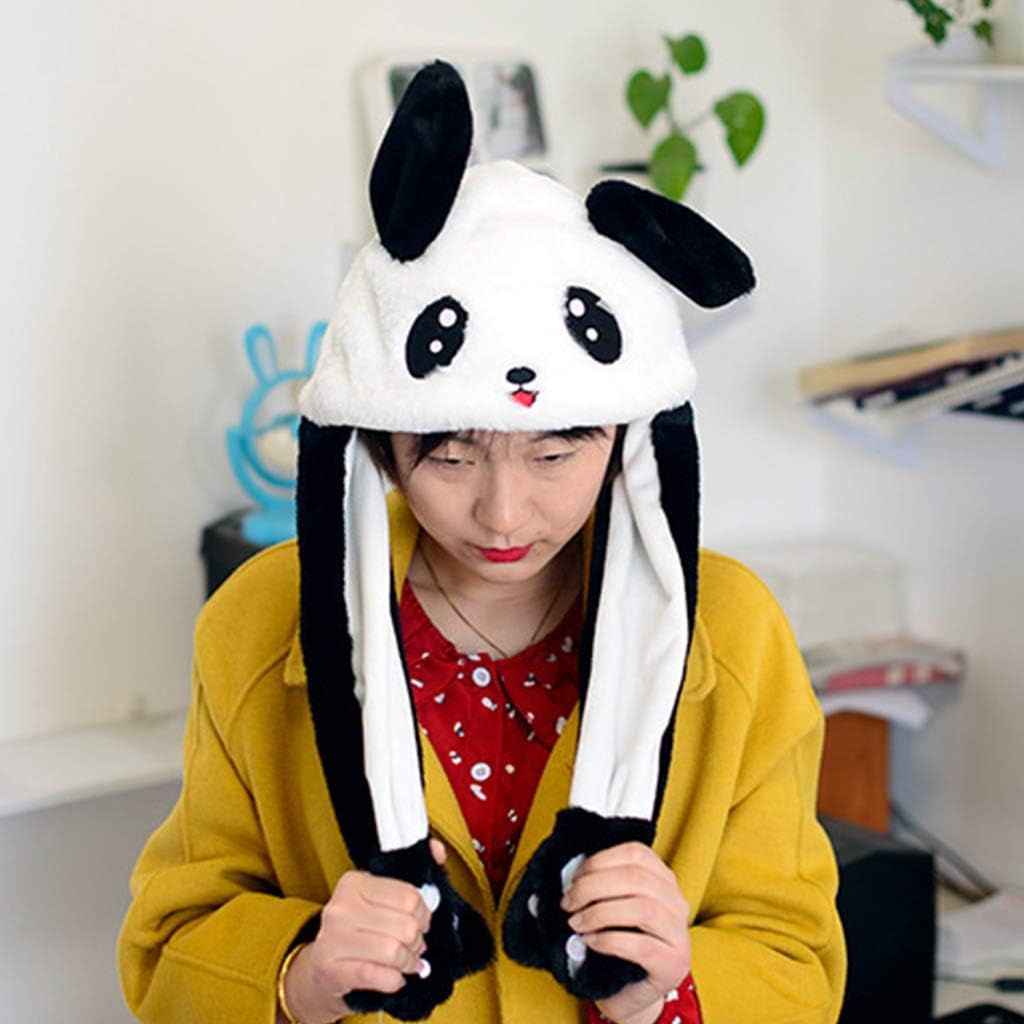 VIccoo Kinder Erwachsene Kurze Pl/&uuml;sch Nette 3D Cartoon Panda Tier Hut mit Beweglichen Ohren Doppel Airbag Pfoten Warme Earflap Cap Toy Party Requisiten 2