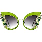 Slocyclub Jeweled Sunglasses, Funky Butterfly Shaped Sunglasses, Oversized Rhinestone Sunglasses for Women