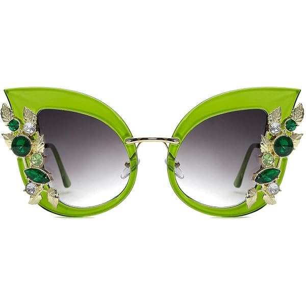Oversized green luxury rhinestone sunglasses Luxury Rhinestone Cat Eye Sunglasses Women Vintage Oversized  main image 3