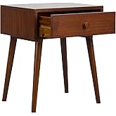 NTC Lux Solid Wood Nightstand with Drawer, Mid Century Modern Side Table Bedroom, Bedside Furniture, Night Stand, End Table, 