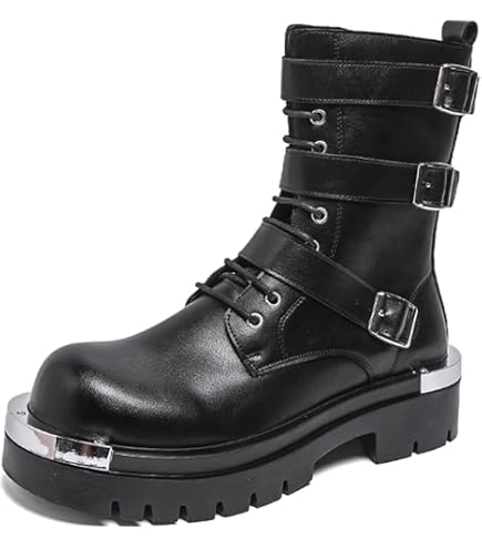Amazon.com | Y2K Industrial Gothic Faux Leather Platform Combat