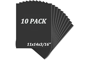 Mat Board Center, Pack of 10 Acid-Free Foam Boards, 11x14 inch Black Foam Boards, 3/16" Thick