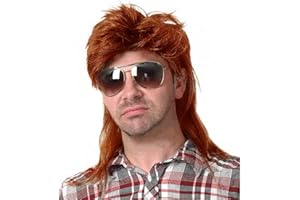 Swiking Orange Mullet Wig for Men Retro 70s 80s Disco Rocker Curly Punk Party Halloween Cosplay Costume Full Wigs (Orange)