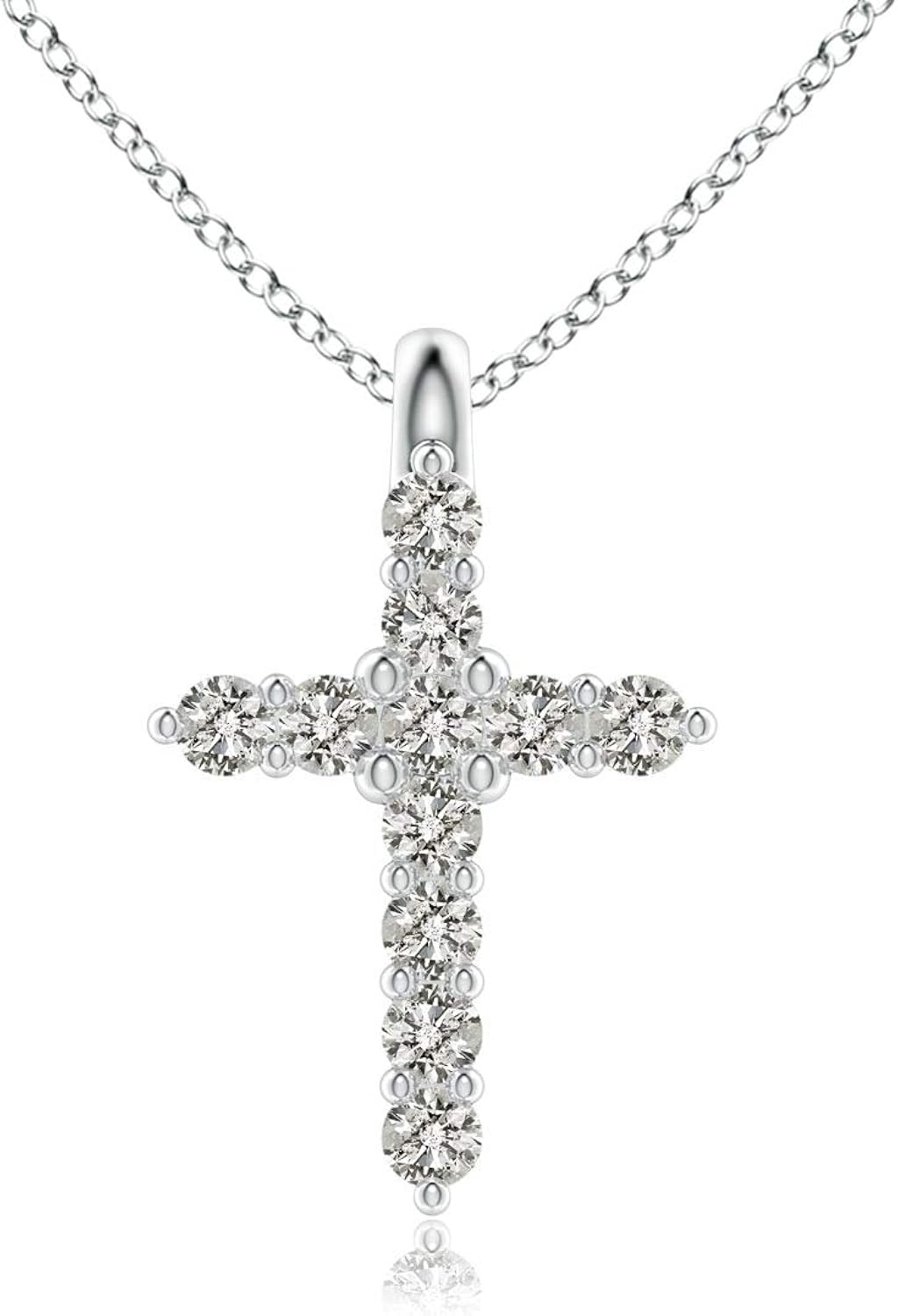 Pendentif en forme de mini croix serti de diamants en or blanc 9 carats (diamant de 1,2 mm