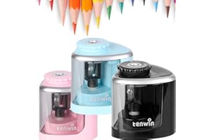 3 Pack Electric Pencil Sharpener - Automatic & Manual Operated,Suitable for No.2, Drawing & Colored Pencils (6-9 mm), Portabl