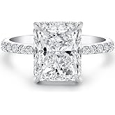 Bo.Dream Radiant Cut Cubic Zirconia CZ Engagement Rings Platinum Plated Sterling Silver