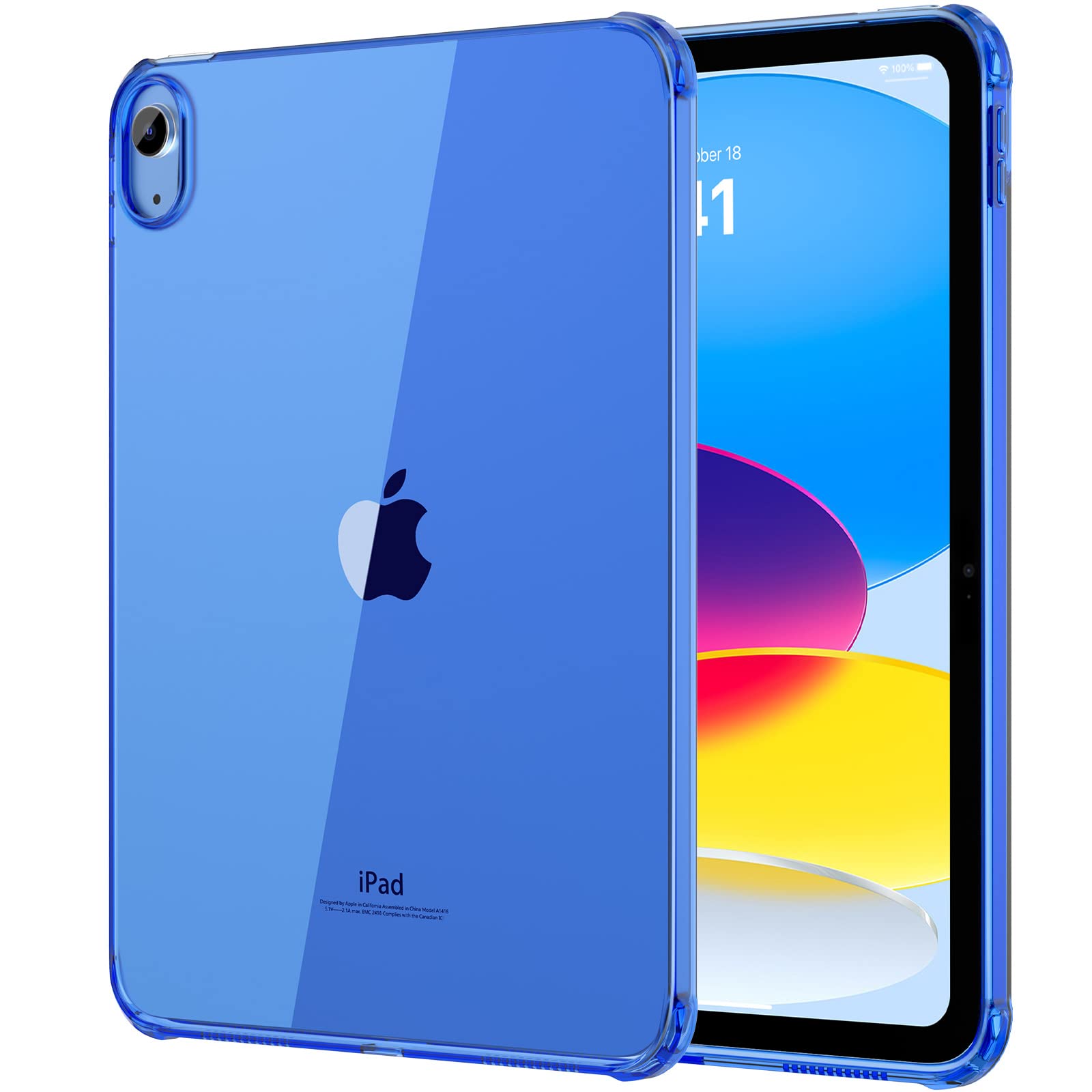 MoKo Clear Case for iPad (A16) 11th Generation 2025 11-inch/10th Generation 2022 10.9 inch, Lightweight Soft TPU, Anti-Scratch Ultra Transparent Cover, Shockproof Impact Resistant, Navy Blue/Clear — image 1