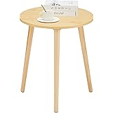 Apicizon Small Round Side Table, Modern Light Wood Side Table Bedside Nightstand End Table for Small Spaces, Bedroom, Living Room, 16.5 x 20 Inches, Natural
