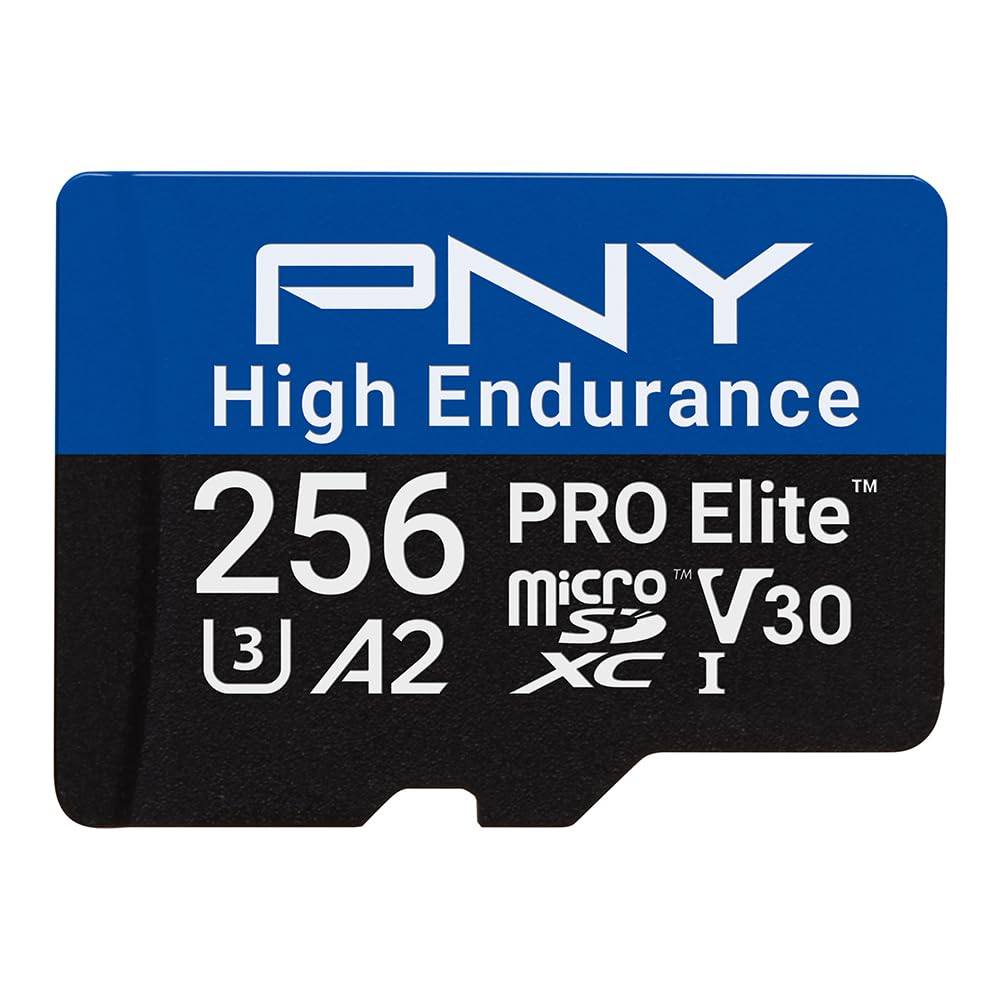 Photo 1 of PNY 256GB PRO Elite™ High Endurance C10 U3 V30 A2 microSDXC – Up to 68.8K Continuous Recording Hours, Up to 100/90MB/s Read/Write, 4K UHD, Full HD, UHS-I, Surveillance, Home Security, Dash Cam